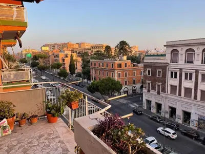 an aerial view of a city street with buildings at Spacious Apartment in City Centre in Rome