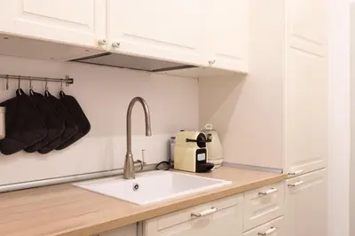 a kitchen with a sink and a toaster on a counter at Modern and Bright Flat - Rome City Center in Rome
