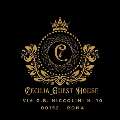 a gold insignia guest house logo with a crown at Cecilia Guest House in Rome