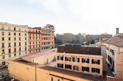 an overhead view of a city with buildings at Principe House, Central Rome, 3 bedroom 2 bath, Elegant Apartment full of Light in Rome