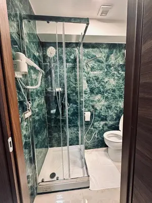 a bathroom with a shower with a toilet at Viktoria House Rome in Rome