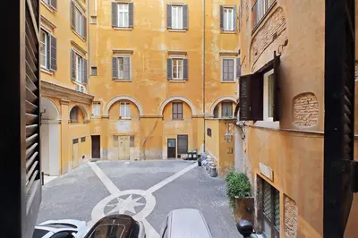 a view from a window of an alley with buildings at Pantheon Apartment Rondanini in Rome