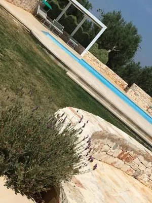 an overhead view of a yard with a house and a plant at Trullo Amato with exclusive pool in Rome