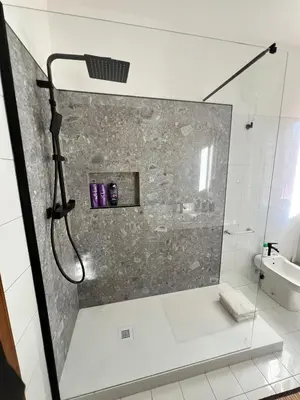 a bathroom with a shower and a sink at The BestaHouse in Rome