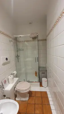 a bathroom with a shower and a toilet and a sink at Exclusive Flat Piazza di Spagna in Rome