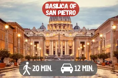 a sign in front of a large building at 10 Minutes by Car from St Peter's Basilica in Rome