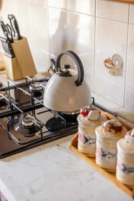 a tea kettle sitting on top of a stove at The Magic of San Peter in the Heart of Rome in Rome