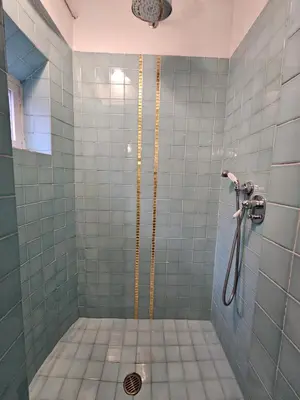 a bathroom with a shower with green tiles at Be Your Home - CasAngelica in Rome