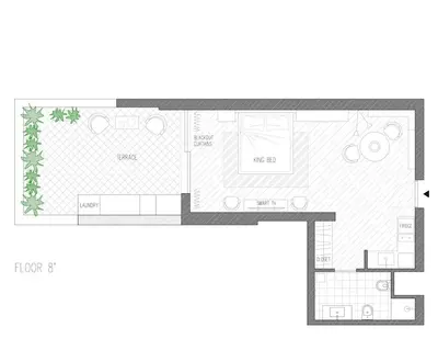 a floor plan of a house at La Dolce Vita - Trastevere Luxury Stylish Studio in Rome