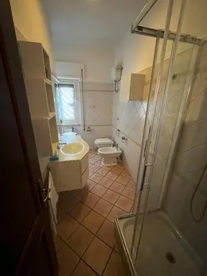 a bathroom with a shower and a sink and a toilet at Moonlight Vatican by ACS HOLIDAYS in Rome
