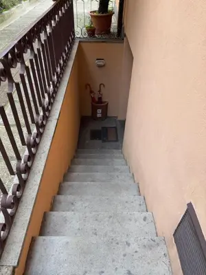 a stairway leading up to a balcony with a plant at Appia apartment in Rome