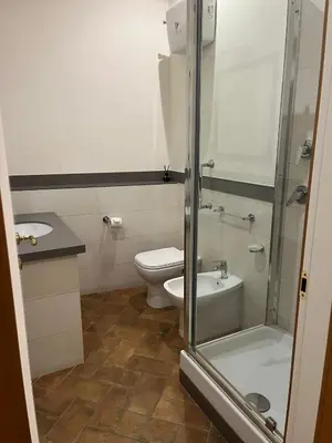 a bathroom with a toilet and a sink and a shower at Deluxe Spanish Steps in Rome