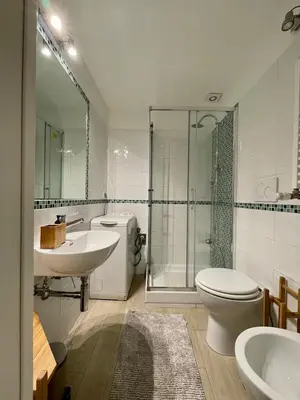 a bathroom with a toilet and a sink and a shower at Mazzini ApartmenT, next to Vatican City in Rome