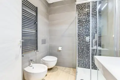 a white bathroom with a toilet and a shower at Vatican Brothers in Rome