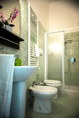a bathroom with a toilet and a sink and a shower at ad duas lauros in Rome