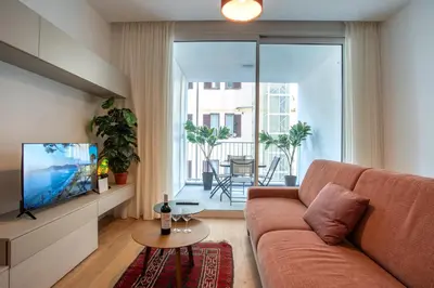 a living room with a couch and a tv at Luxury Sweet Home Labicana in Rome