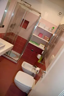 a bathroom with a white toilet and a shower at Casa 12 in Rome