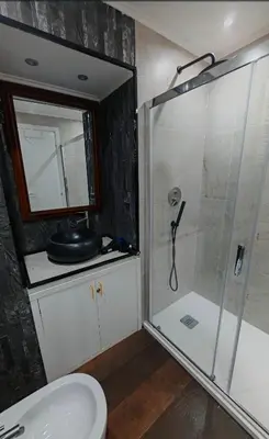a bathroom with a shower and a toilet and a sink at Front Vatican museum in Rome