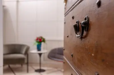 a wooden door with a handle in a room at Oliviero - Piazza Navona Suite in Rome