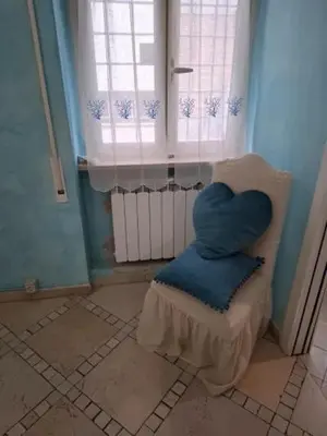 a chair with a heart shaped seat in a room at Le chat bleu in Rome