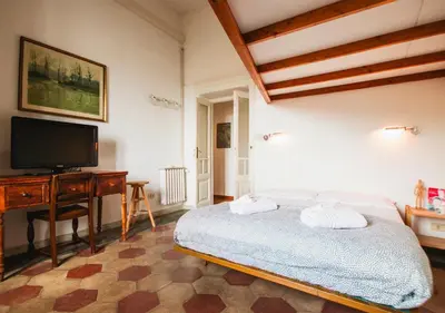 a bedroom with a bed and a flat screen tv at Vicino alla Basilica di Santa Maria Maggiore in Rome