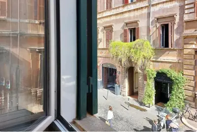 a view from a window of a city street at Limani - Campo de' Fiori Private Retreat in Rome