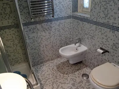 a bathroom with a toilet and a sink at Monolocale Aurelia in Rome