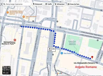 a map showing the approximate location of an apartment complex at Angolo Romano in Rome