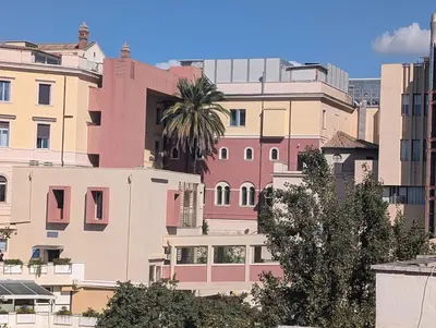 a group of buildings with a palm tree in the background at Da Tony vicino San Pietro in Rome