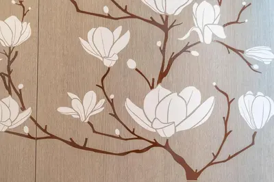 a painting of a tree with white flowers at Secret Studio Retreat in the Heart of the Ghetto by Houseeds in Rome