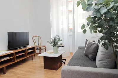 a living room with a couch and a tv at Giuliana Vatican Family Home in Rome