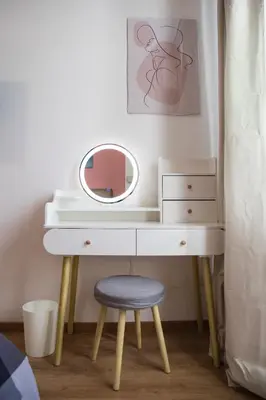 a dressing table with a mirror and a stool at Casa Stefano at the Vatican comfort in the Heart of Rome in Rome