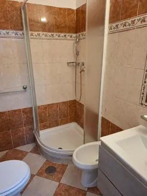 a bathroom with a shower and a toilet and a sink at AFFITTACAMERe ROME PALACE in Rome