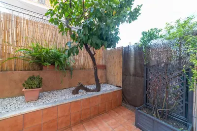a garden with a tree and a fence at Lemon House in Rome