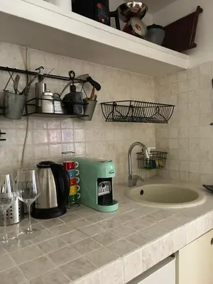 a kitchen counter with a mixer and a sink at Brina-House, Mini Apartment in Rome