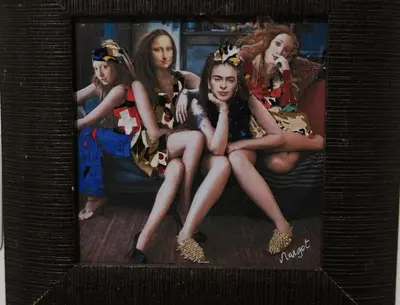 a picture of four girls sitting on a couch at Casa d' artista Margot in Rome