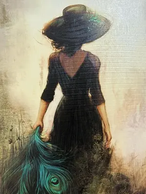 a painting of a woman wearing a hat at Antica Dimora Luxury in Rome