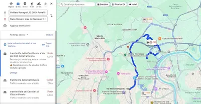 a map of a road with red dots at Casanuova in Rome
