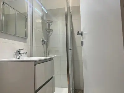 a bathroom with a shower and a sink at ARTPA Rome Apartments Gianicolo, Roma in Rome
