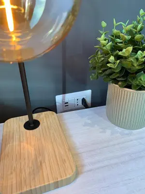 a lamp sitting on a table next to a potted plant at San Lorenzo Elegance Suites - just steps from the Colosseum in Rome