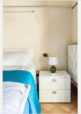 a bedroom with a bed and a nightstand with a lamp at Appartamento Roma centro 2 da 2 a 4 posti 