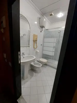 a bathroom with a sink and a toilet and a shower at Hotel Positano 2 MIMOSA in Rome
