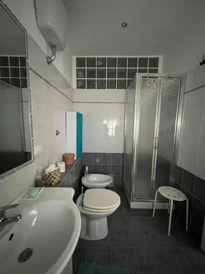 a bathroom with a toilet and a sink and a shower at Silvana vatican apartment in Rome
