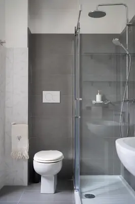 a bathroom with a shower and a toilet and a sink at Oasi Tiberina in Rome