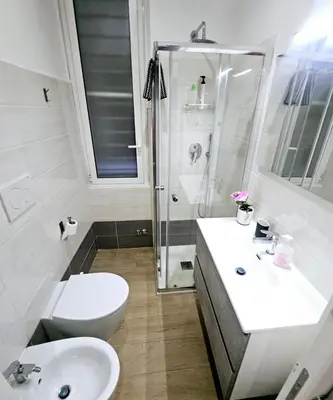 a bathroom with a toilet and a sink and a shower at BFabretti5 in Rome