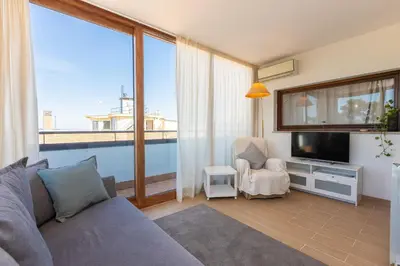 a living room with a couch and a television at San Pancrazio Penthouse by Rental in Rome in Rome
