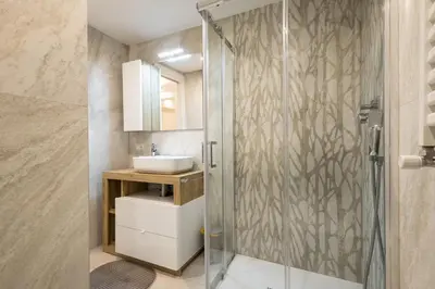 a bathroom with a shower and a sink at Boutique Atrium Pantheon in Rome