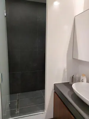a bathroom with a shower and a sink at Banchi Nuovi Ventuno in Rome