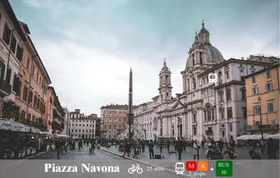 a group of people walking down a city street at Domus Valle Aurelia - Vaticano - Metro Linea A in Rome