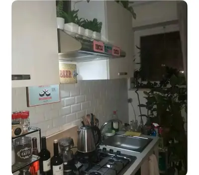 a kitchen counter with a stove and a sink at Casa Serenissima Holiday Home Roma Barbara Bonanno in Rome